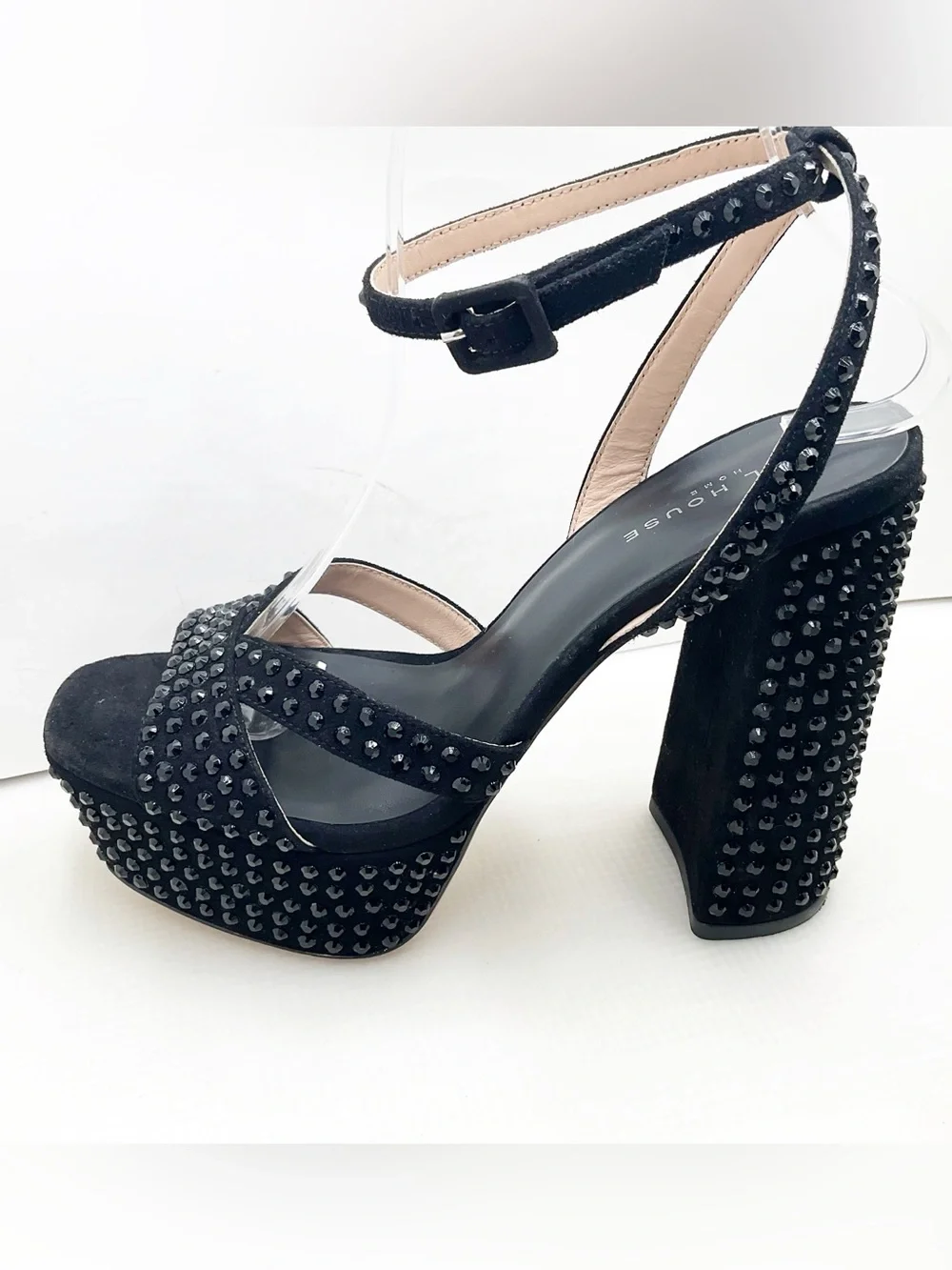 {Hill House Home} Rhinestone Studded Ankle Strap Party Platform Heels